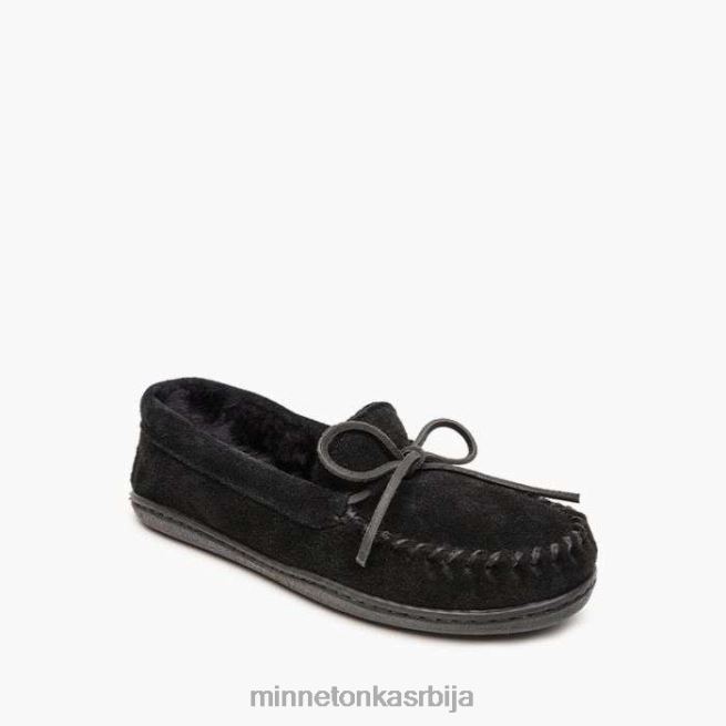 Minnetonka Жене црн овчији тврди ђон моц обућа T0JBP219