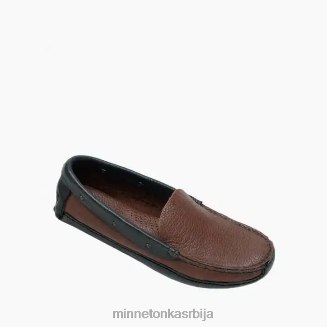 Minnetonka мушкарци браон горњи и црни доњи пв возећи лофер обућа T0JBP386