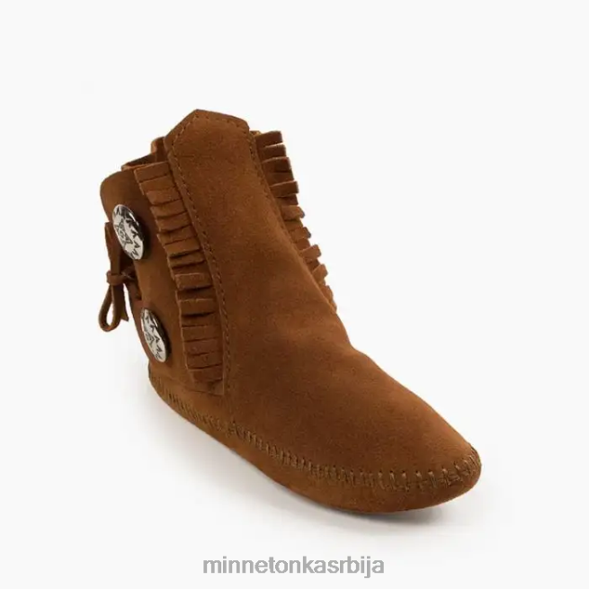 Minnetonka мушкарци браон чизма са меким ђоном са два дугмета обућа T0JBP439