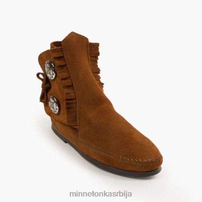 Minnetonka мушкарци браон чизма са тврдим ђоном са два дугмета обућа T0JBP442