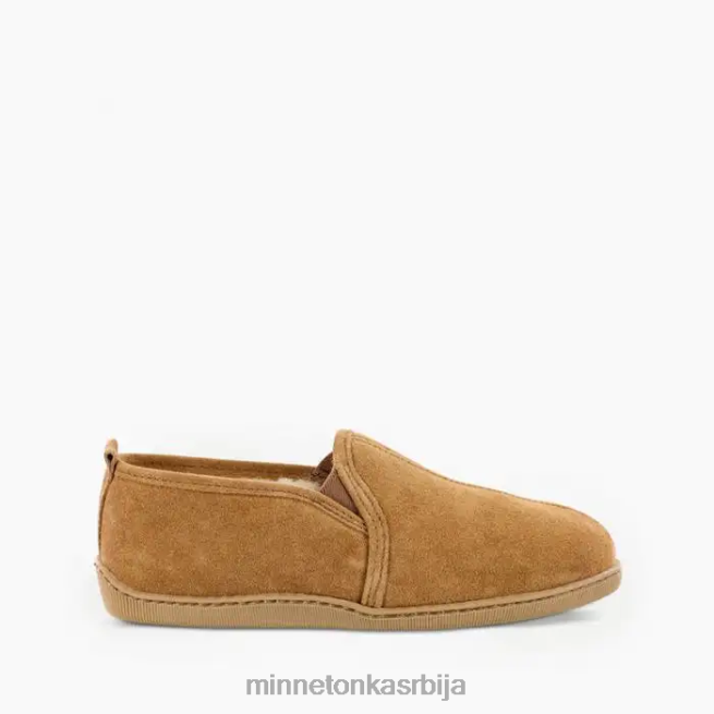 Minnetonka мушкарци златни препланули тен двострука овчија кожа обућа T0JBP414