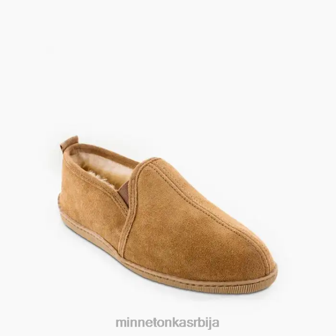 Minnetonka мушкарци златни препланули тен двострука овчија кожа обућа T0JBP414