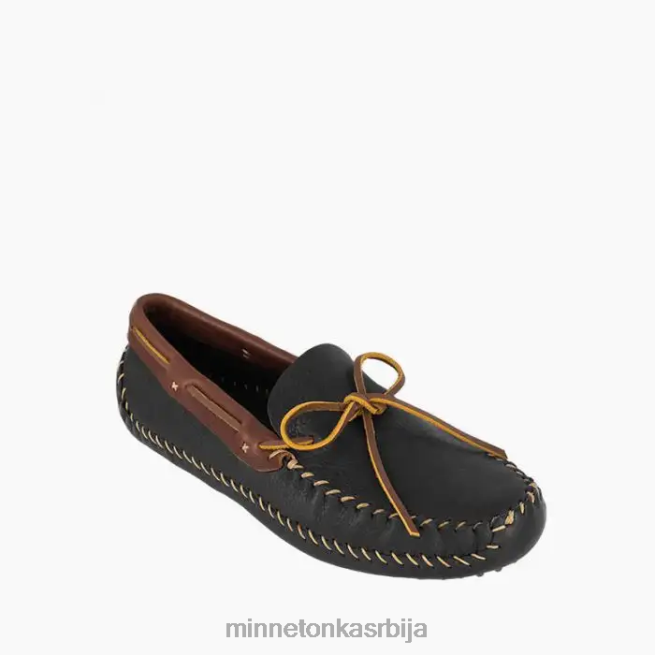Minnetonka мушкарци црна са смеђим оковратником пв вожње моц обућа T0JBP383