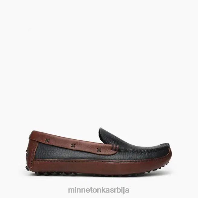 Minnetonka мушкарци црни горњи и браон доњи п.в. возећи лофер обућа T0JBP385