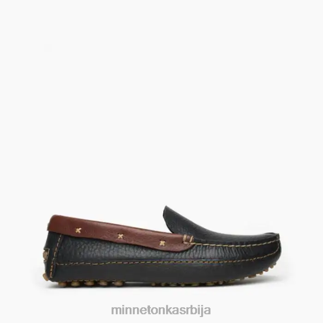Minnetonka мушкарци црна са смеђим оковратником п.в. возећи лофер обућа T0JBP391