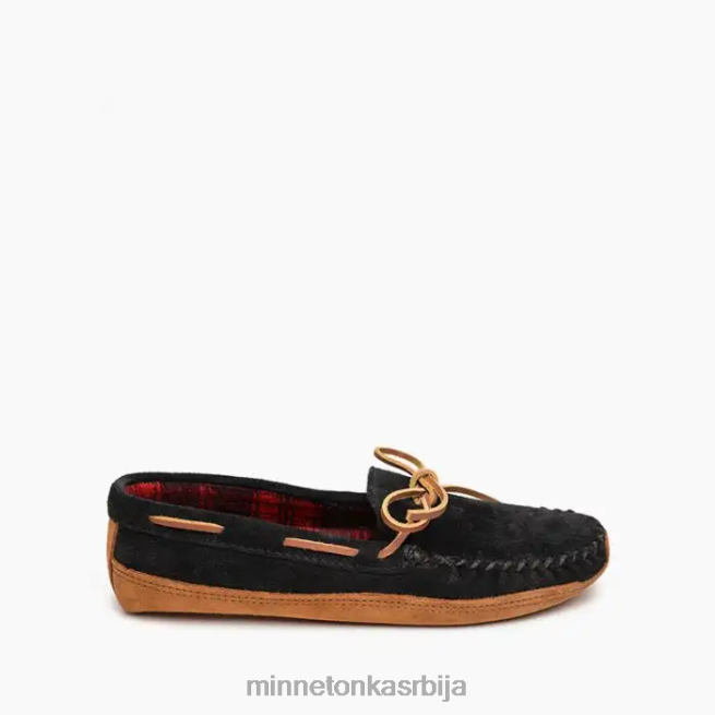 Minnetonka мушкарци црн флис са дуплим дном обућа T0JBP364
