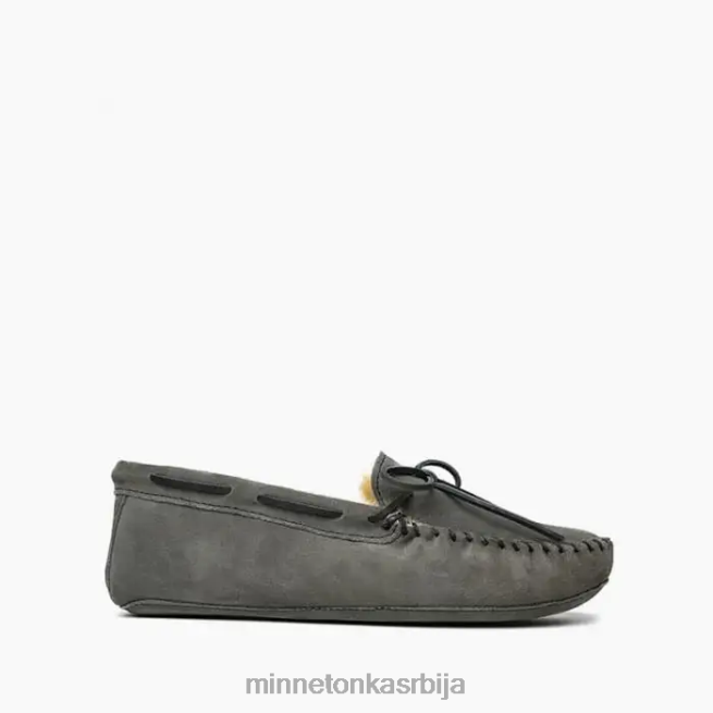 Minnetonka мушкарци сива овчија кожа софтсоле моц обућа T0JBP405